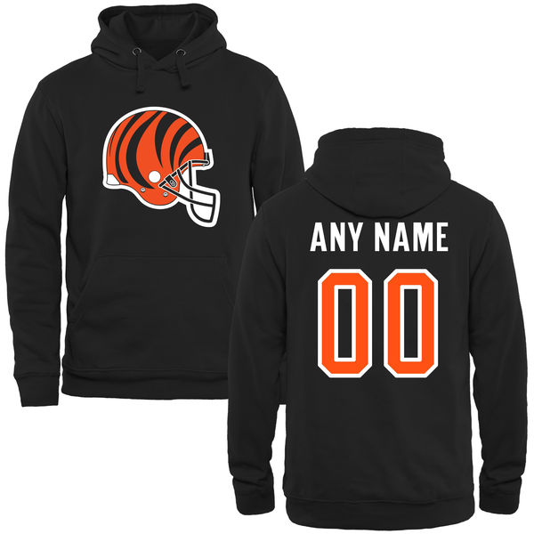 Men Cincinnati Bengals Black Custom Name & Number Helmet Pullover Hoodie->cincinnati bengals->NFL Jersey